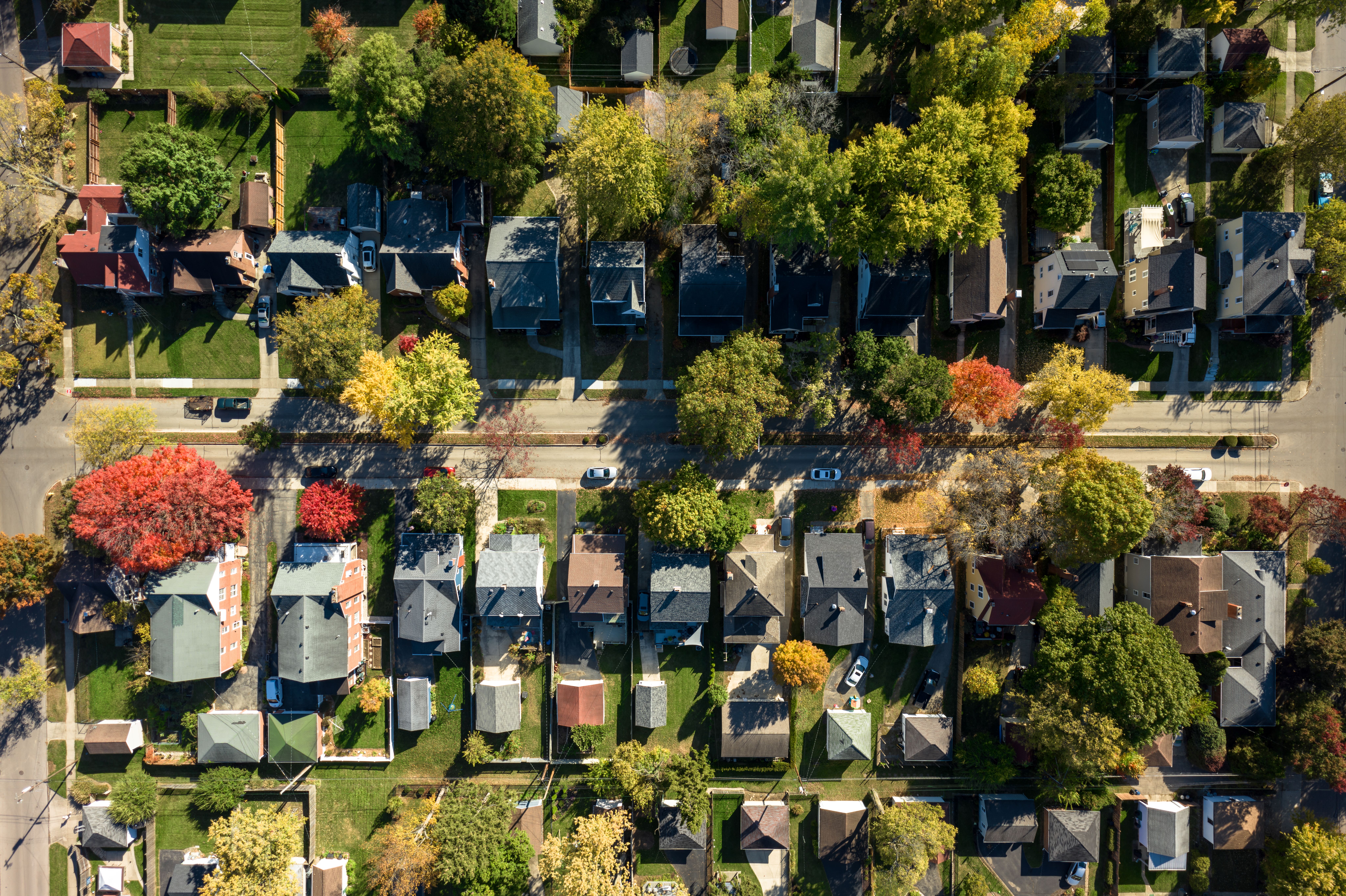Over head shot of a neighborhood.