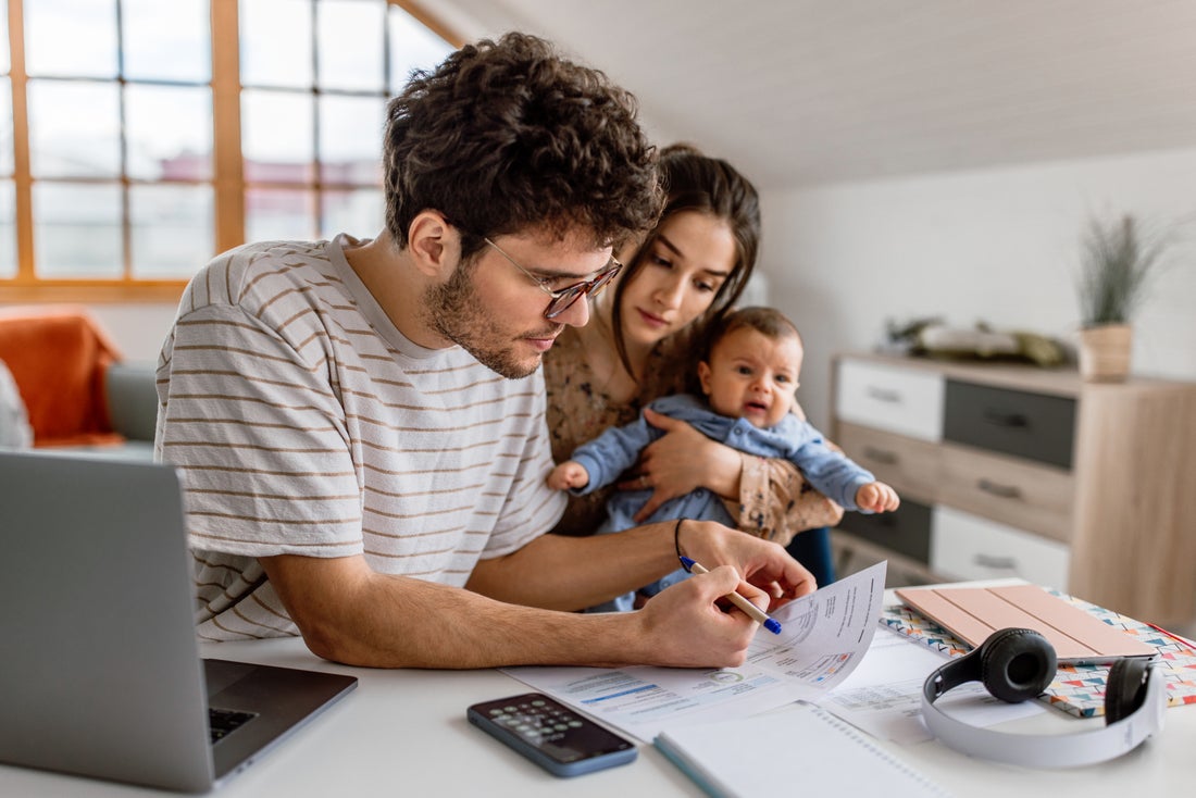 Family going through financials.