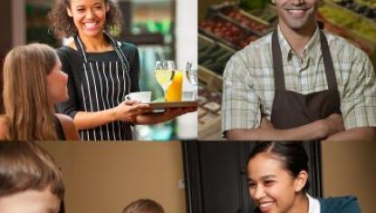 A waitress, a childcare provider, and a grocery store employee