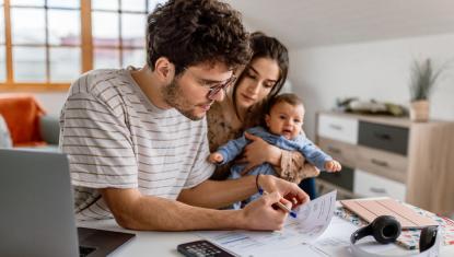 Family going through financials.